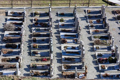 High angle view of steps