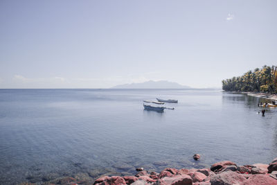 Scenic view of sea against clear sky