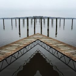 Wooden posts in the sea
