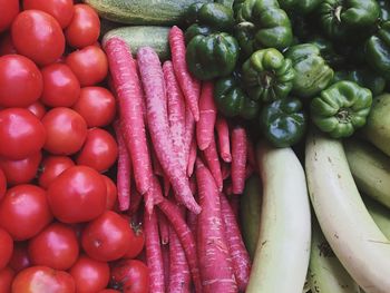 High angle view of vegetables for sale in market