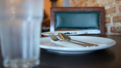 Close-up of tea cup on table