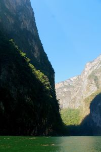 Scenic view of mountains against clear sky