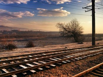 Railroad tracks at sunset