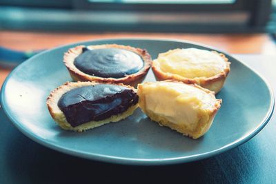 High angle view of breakfast on table