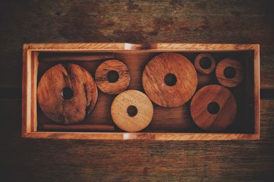 Close-up of smiley face on table