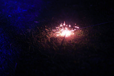 Close-up of firework display at night