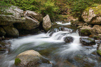 Long exposure of a waterfall on the east lyn river at watersmeet in exmoor national park