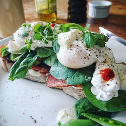 Close-up of breakfast on plate