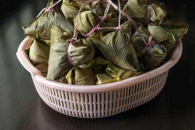 Close-up of basket on table