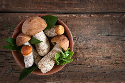 High angle view of fruits on table