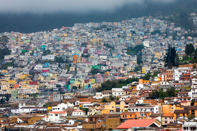 High angle view of townscape against sky