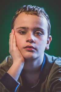 Close-up portrait of boy at home