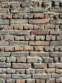 Full frame shot of brick wall on sunny day