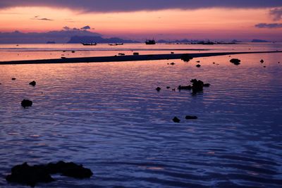 Scenic view of sea at sunset
