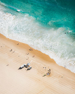 High angle view of people on beach