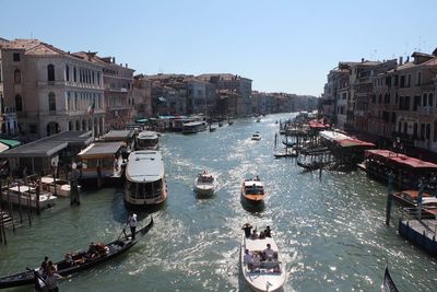 Boats moored at waterfront