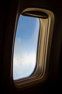 View of sky seen through airplane window