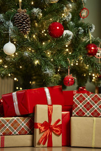 Christmas decorations on table