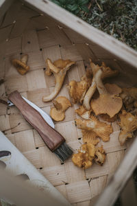 Basket with chanterelle mushrooms