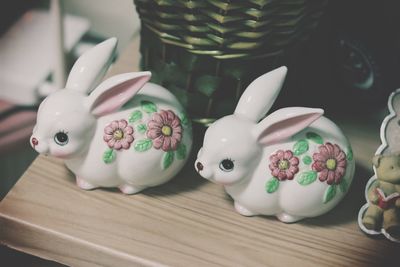 Close-up of toys on table