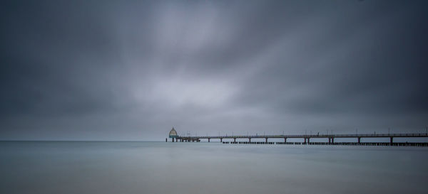 Scenic view of bay against sky