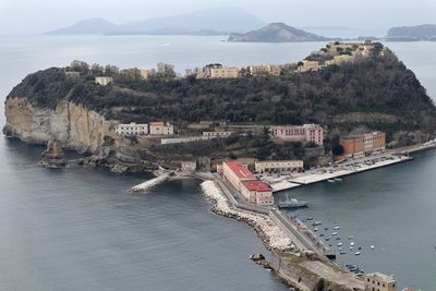 High angle view of buildings in city