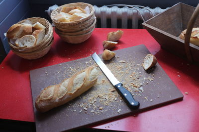 High angle view of food on table