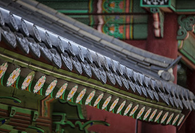 Close-up of roof tiles outside building