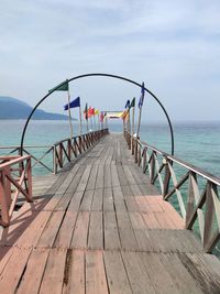 Pier over sea against sky