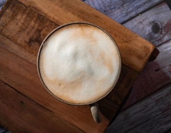 High angle view of coffee on table