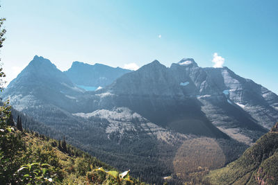 Scenic view of mountains against clear sky