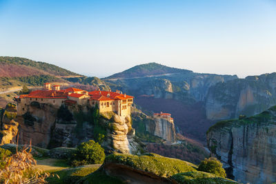 View of castle on mountain against sky