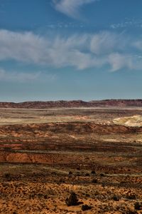 Scenic view of arid landscape against sky