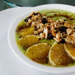 Close-up of breakfast on table