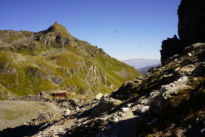 Scenic view of mountains against clear sky