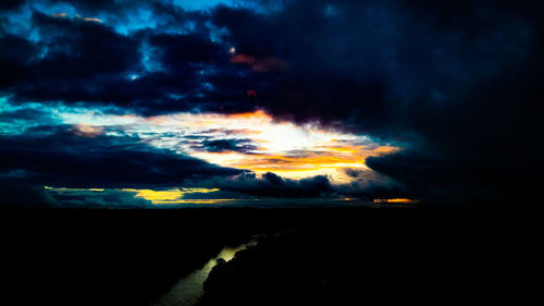 Scenic view of dramatic sky during sunset