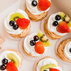 High angle view of dessert on table