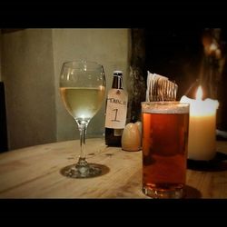 Close-up of beer in restaurant