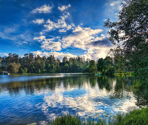 Scenic view of lake against sky