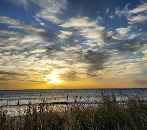 Scenic view of sea at sunset