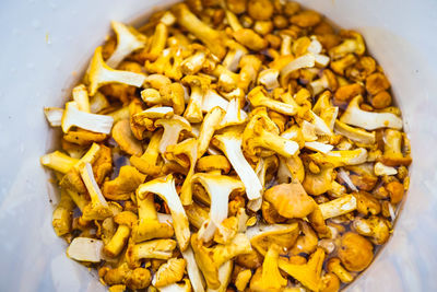 High angle view of pasta in container on table