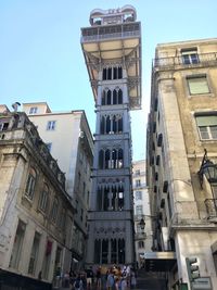 Low angle view of buildings against clear sky