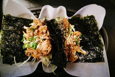 Close-up of food served in plate