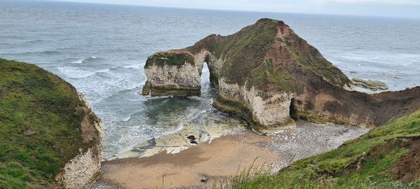 High angle view of rocks on beach