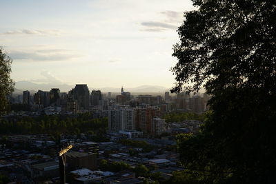 View of city at sunset