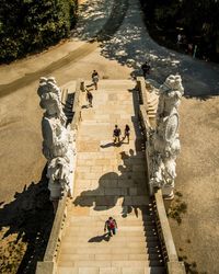 High angle view of people statue outdoors