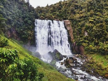 Scenic view of waterfall