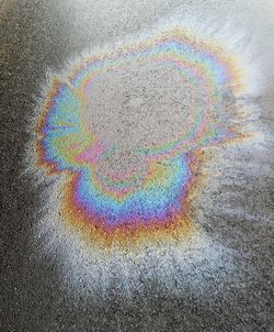 High angle view of rainbow over road