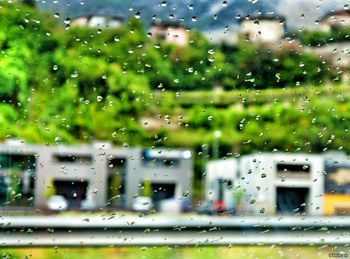 Close-up of water drops on glass
