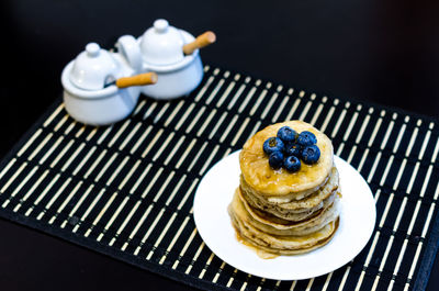 Close-up of dessert in plate on table